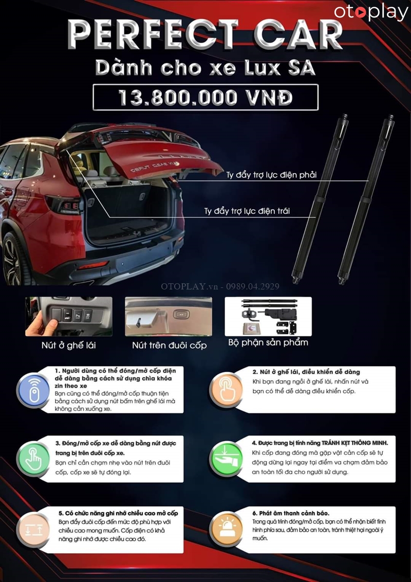 Các tính năng chính trên cốp điện xe Vinfast Lux SA 2020