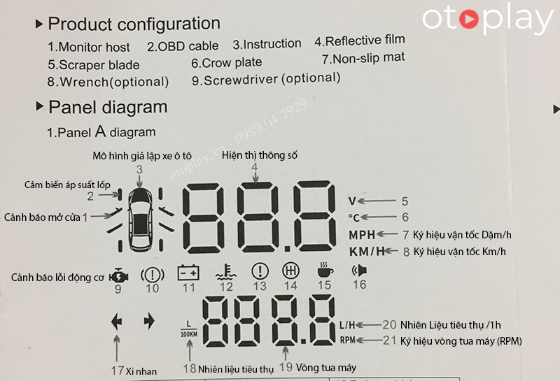 Các thông số sẽ hiển thị lên kính lái của HUD Prado