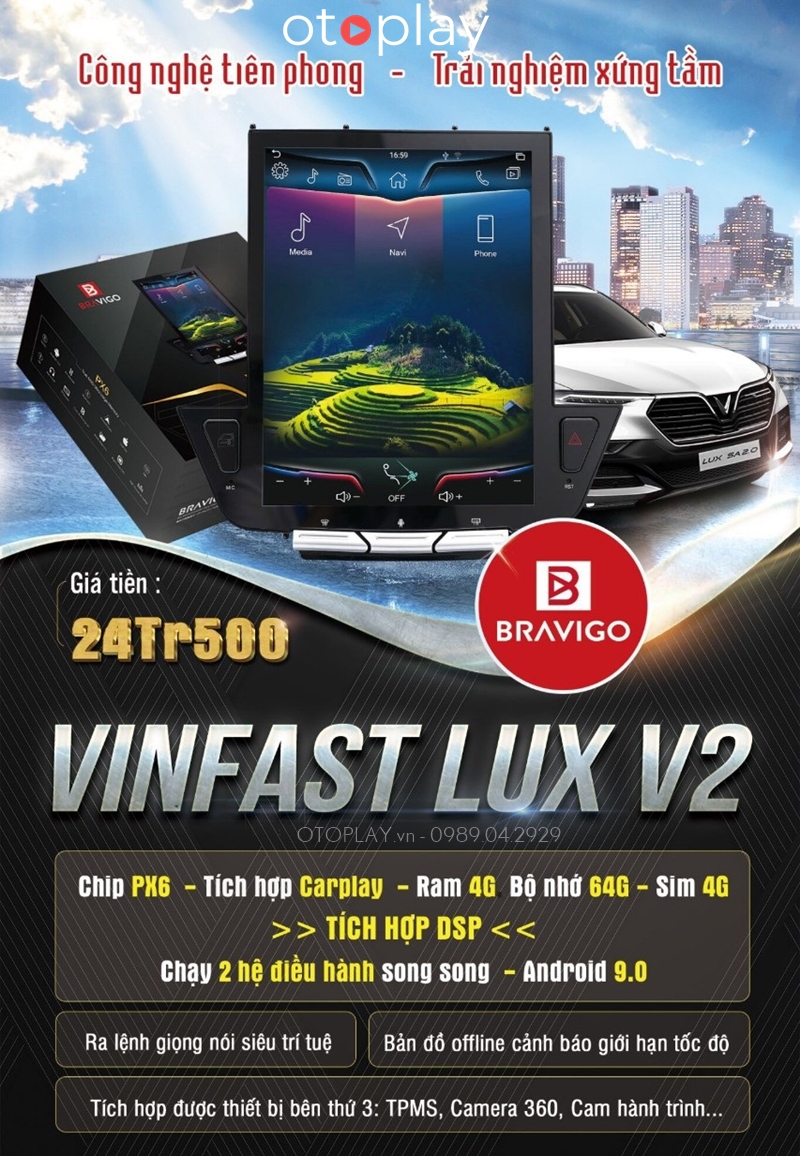 Màn hình Bravigo cho vinfast Lux A và Lux SA