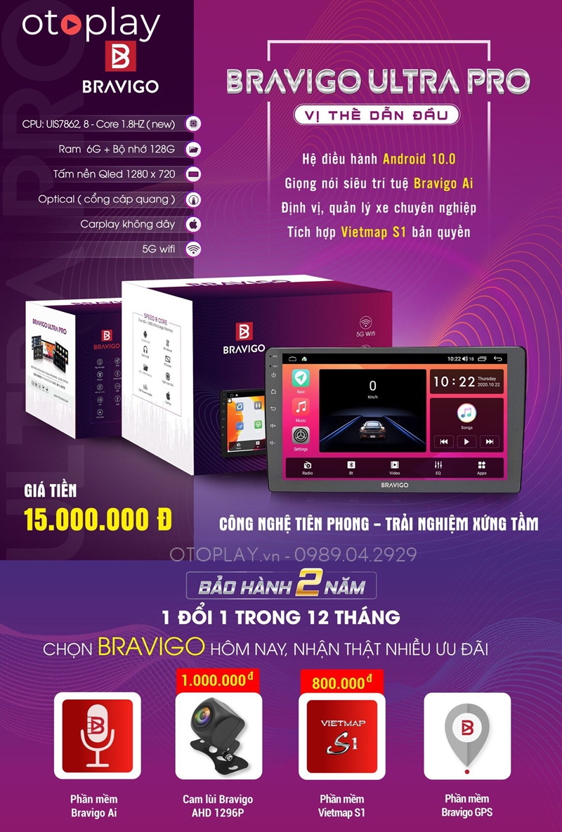 Thông số màn hình androi Bravigo Ultra Pro