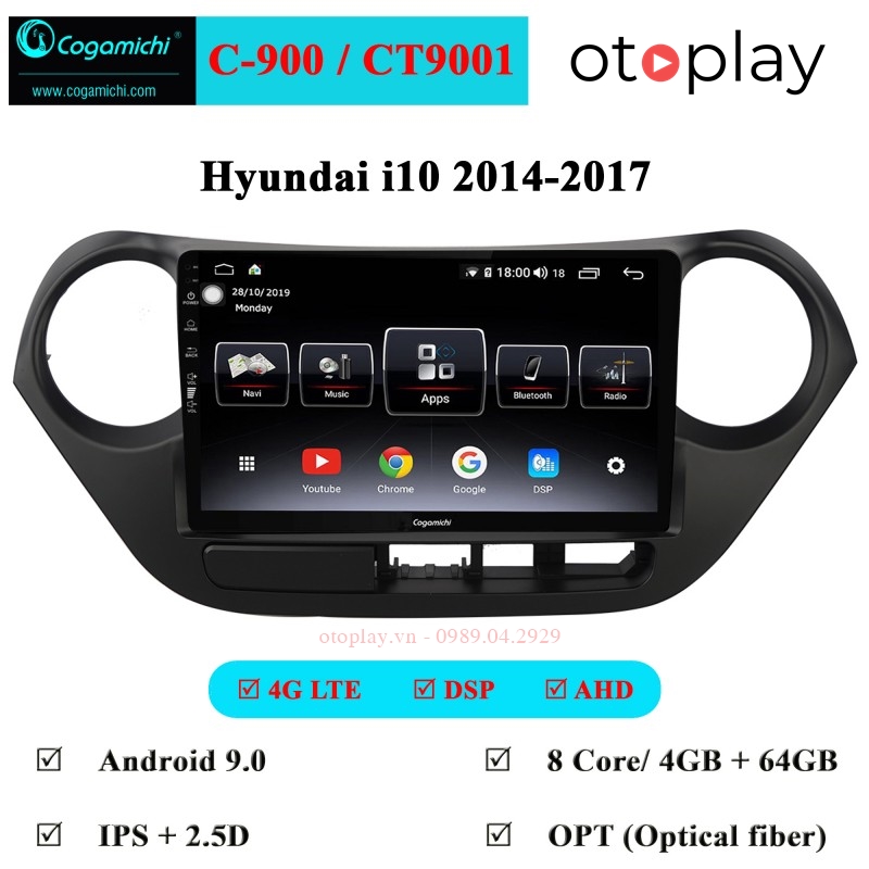 Màn hình DVD androi cogamichi cho xe Hyundai i10