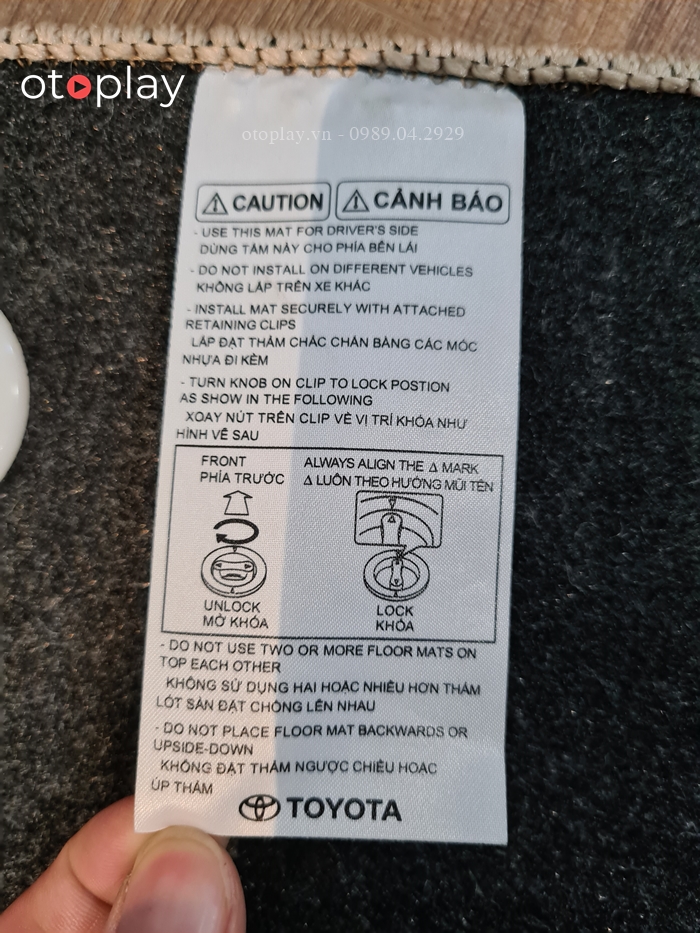 Thông số và hướng dẫn sử dụng thảm sàn chính hãng Toyota
