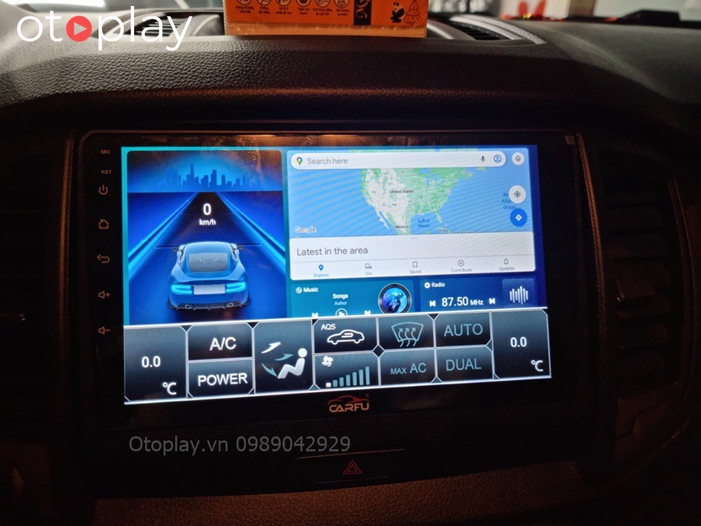 Ford Ranger lắp màn hình Android Carfu