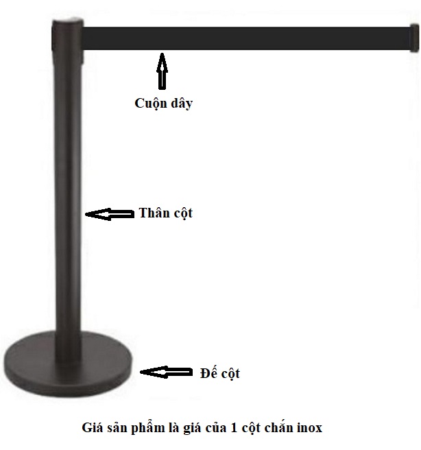 Cột chắn inox dây căng 2 mét màu đen