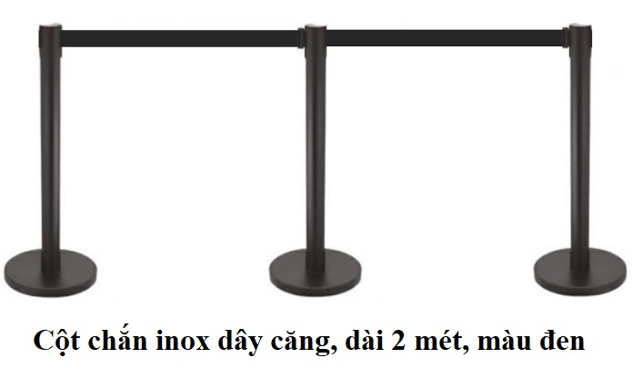 Cột chắn inox dây căng 2 mét màu đen