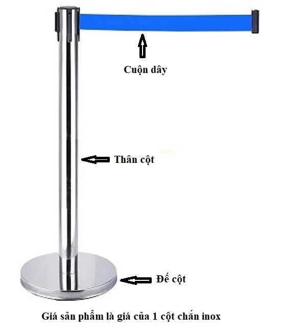 Cột chắn inox dây căng 2 mét màu xanh dương