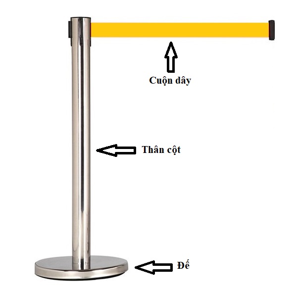 Cột chắn inox dây căng 3 mét màu vàng