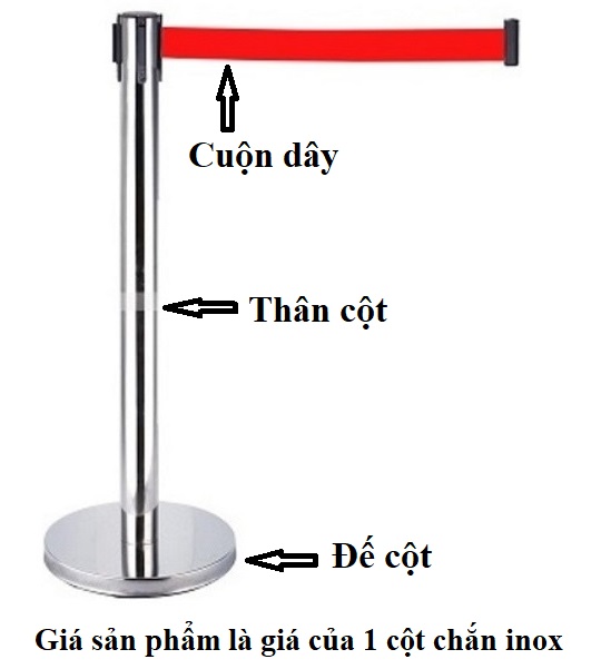 Cột chắn inox sân bay dây dài 2 mét