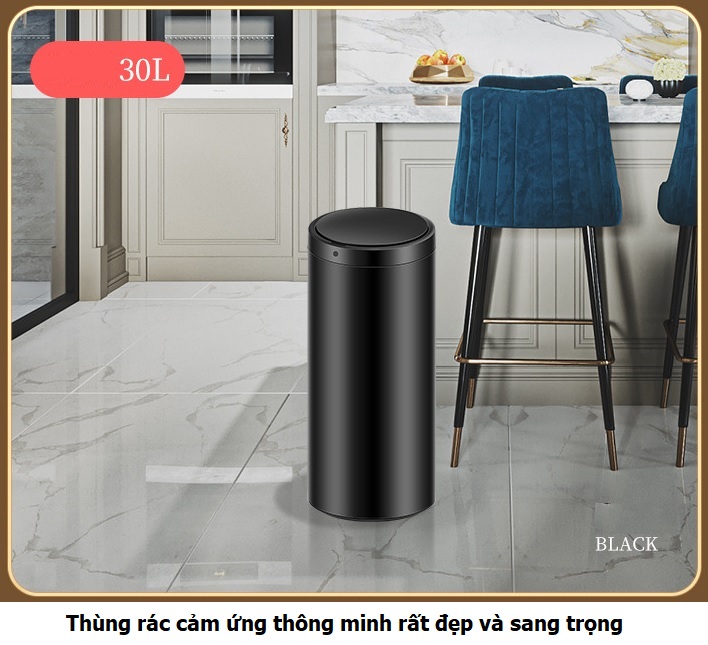 Thùng rác cảm ứng thông minh 30 lít (có sạc điện khi hết pin)