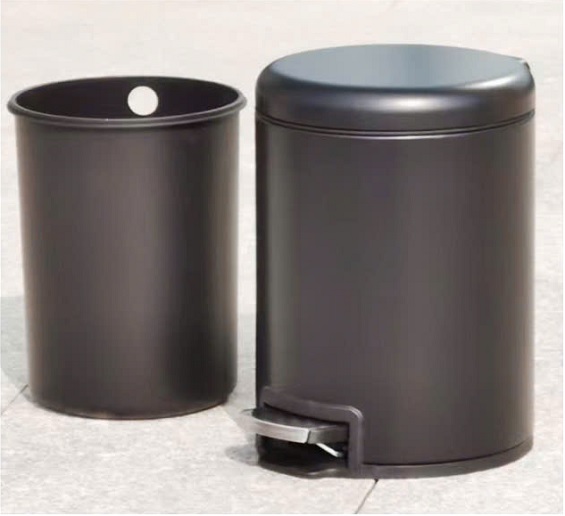 Thùng rác inox đạp chân tròn 12L màu đen