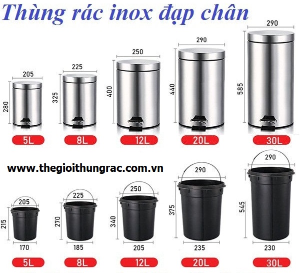 thùng rác inox đạp chân