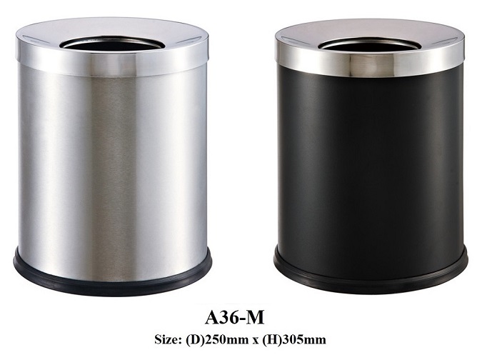 Thùng rác inox nắp lỗ tròn đẹp sang trọng A36-M