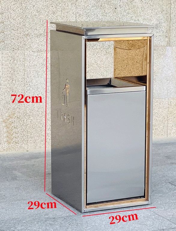 Thùng rác inox sảnh đẹp sang trọng A6, phủ Nano cao cấp, chống bám vân tay