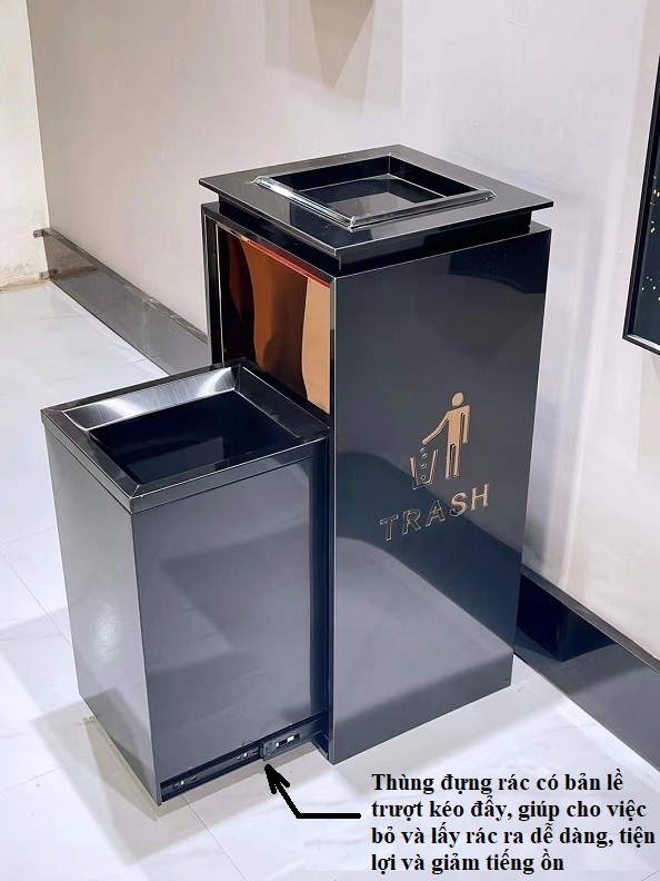 Thùng rác inox sảnh đẹp sang trọng A8