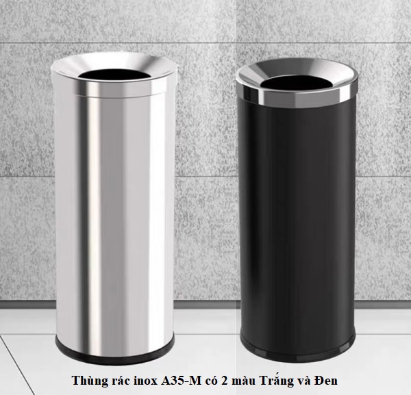 Thùng rác inox tròn không nắp A35-M