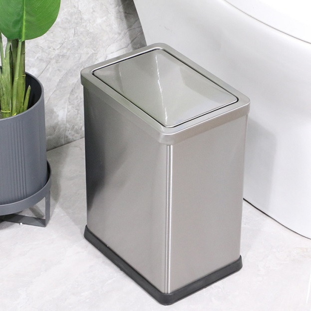 Thùng rác inox vuông nắp lật văn phòng A36-F