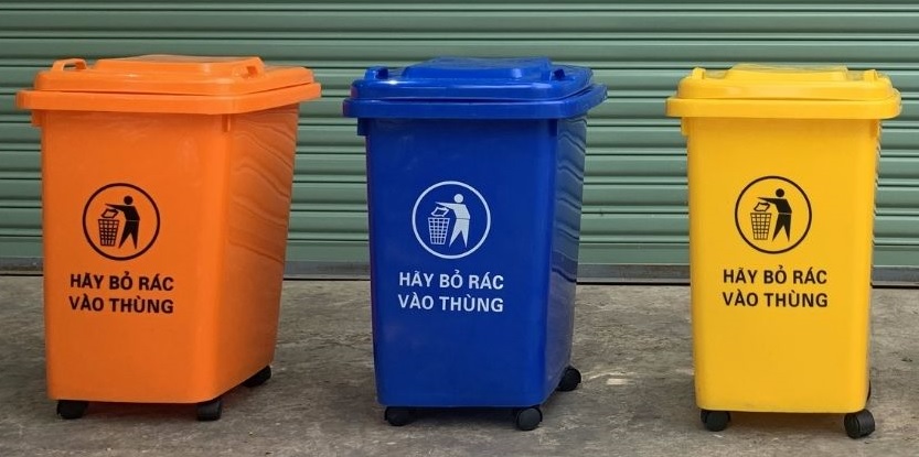 Thùng rác nhựa 60 lít có bánh xe màu Xanh Dương