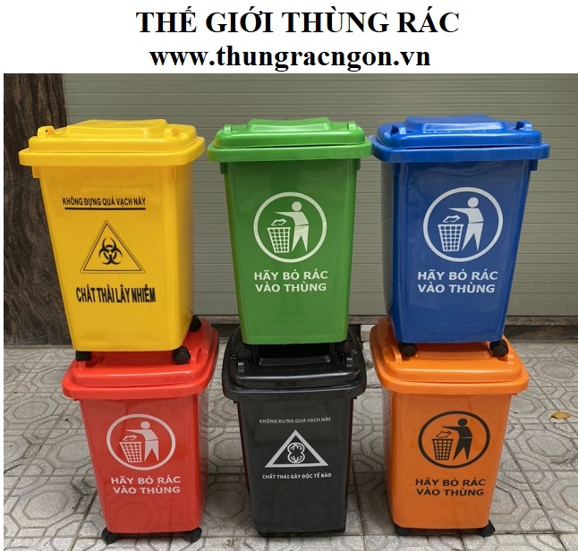 Thùng rác nhựa 60 lít có bánh xe màu Xanh Dương