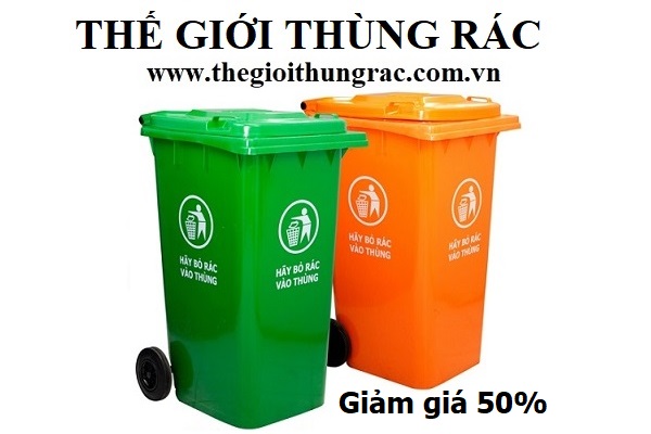 Thùng rác nhựa gia đình có bánh xe và nắp đậy 240L
