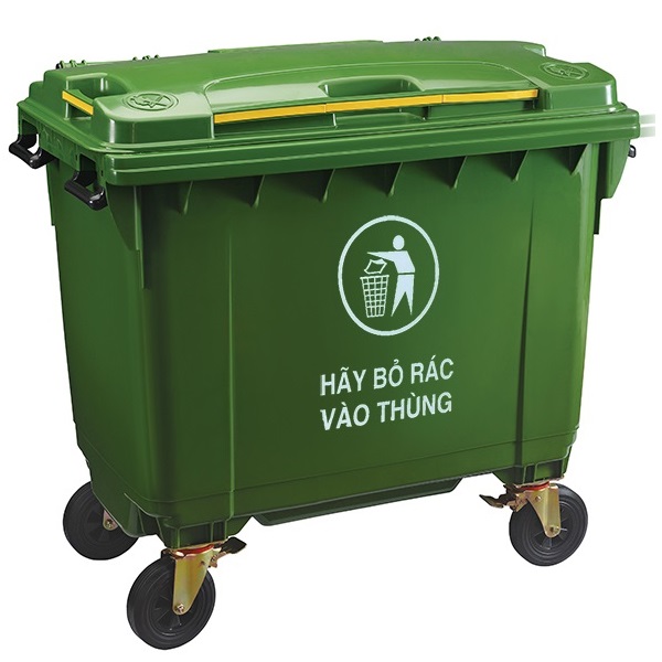 Thùng rác nhựa 660L màu xanh lá cây