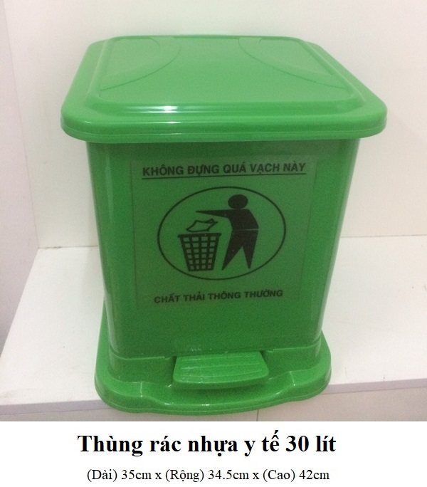 Thùng rác nhựa y tế 30 lít màu xanh lá cây