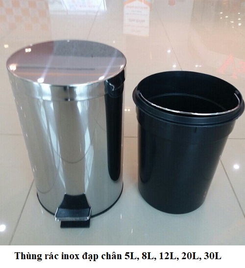 Thùng rác inox đạp chân 5L, 8L, 12L, 20L, 30L