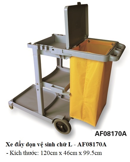 Xe đẩy dọn vệ sinh 3 tầng, chữ L - AF08170A