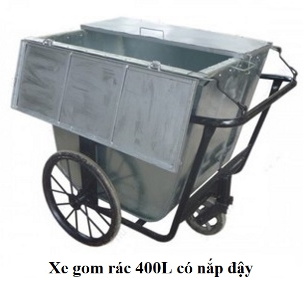 Xe gom rác 400L có nắp đậy