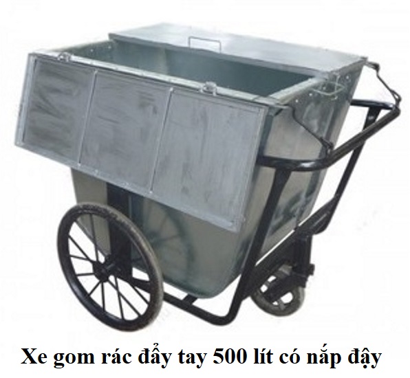 Xe thu gom rác 500 lít có nắp đậy