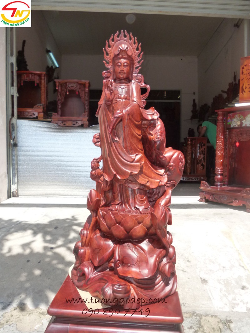 Tượng Phật Quan Âm (Gỗ hương, cao 88cm - PQA105) Tượng Phật Quan Âm (Gỗ Hương, Cao 88Cm - Pqa105)