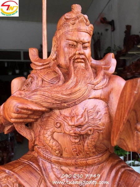 thỉnh tượng Quan Công đọc sách gỗ hương