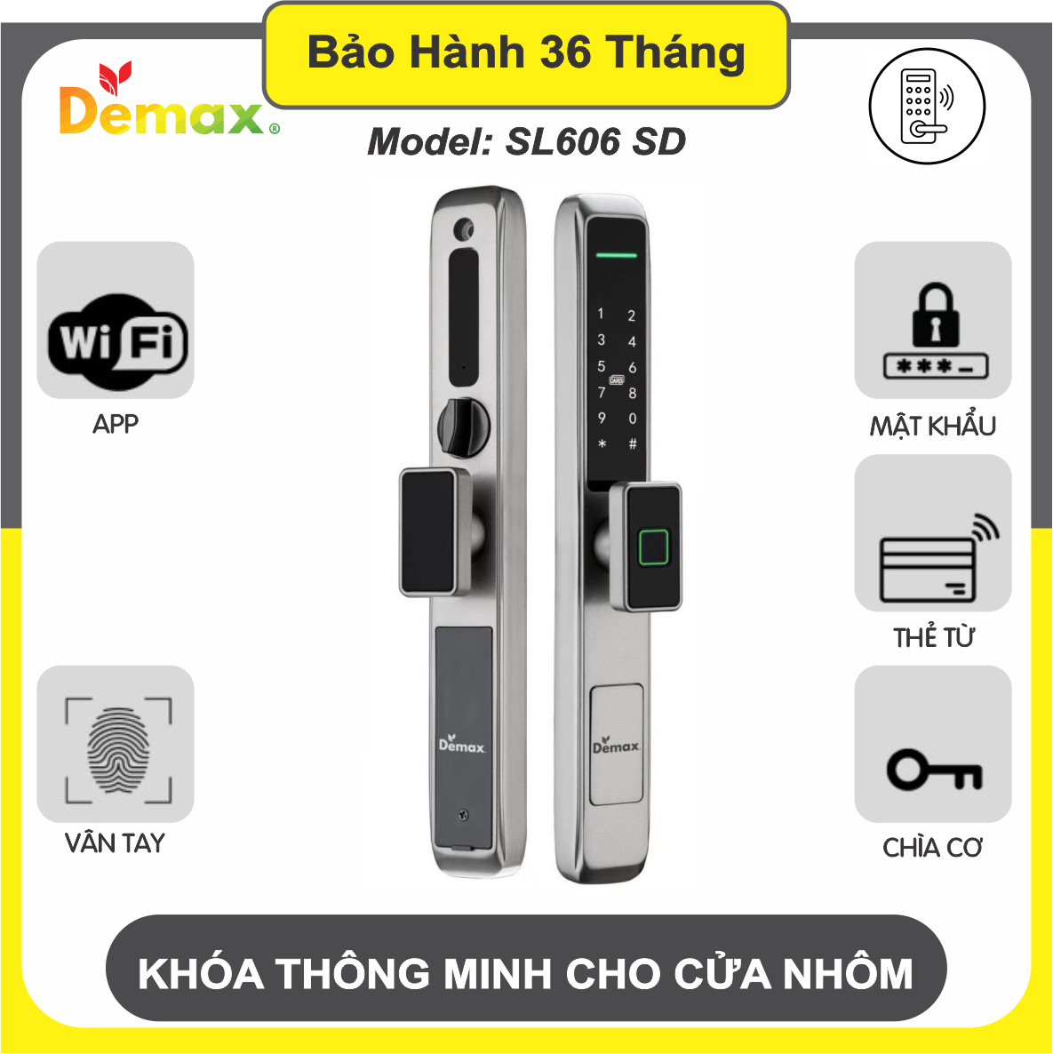 Khóa Thông Minh Cửa Nhôm Demax SL606 SD