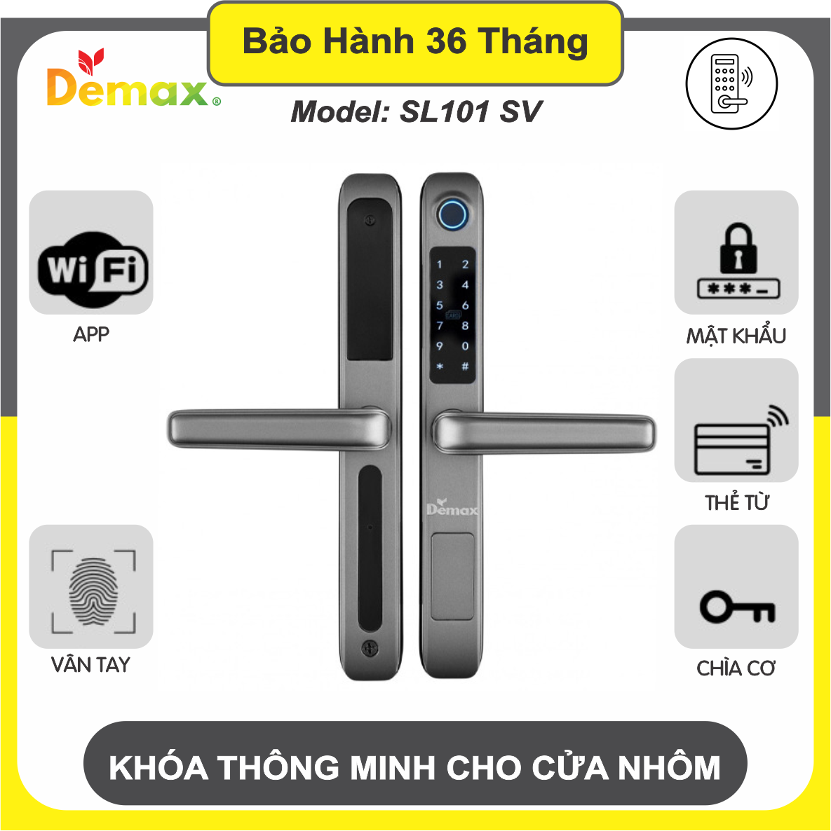 Khóa Thông Minh Cửa Nhôm Demax SL101 SV