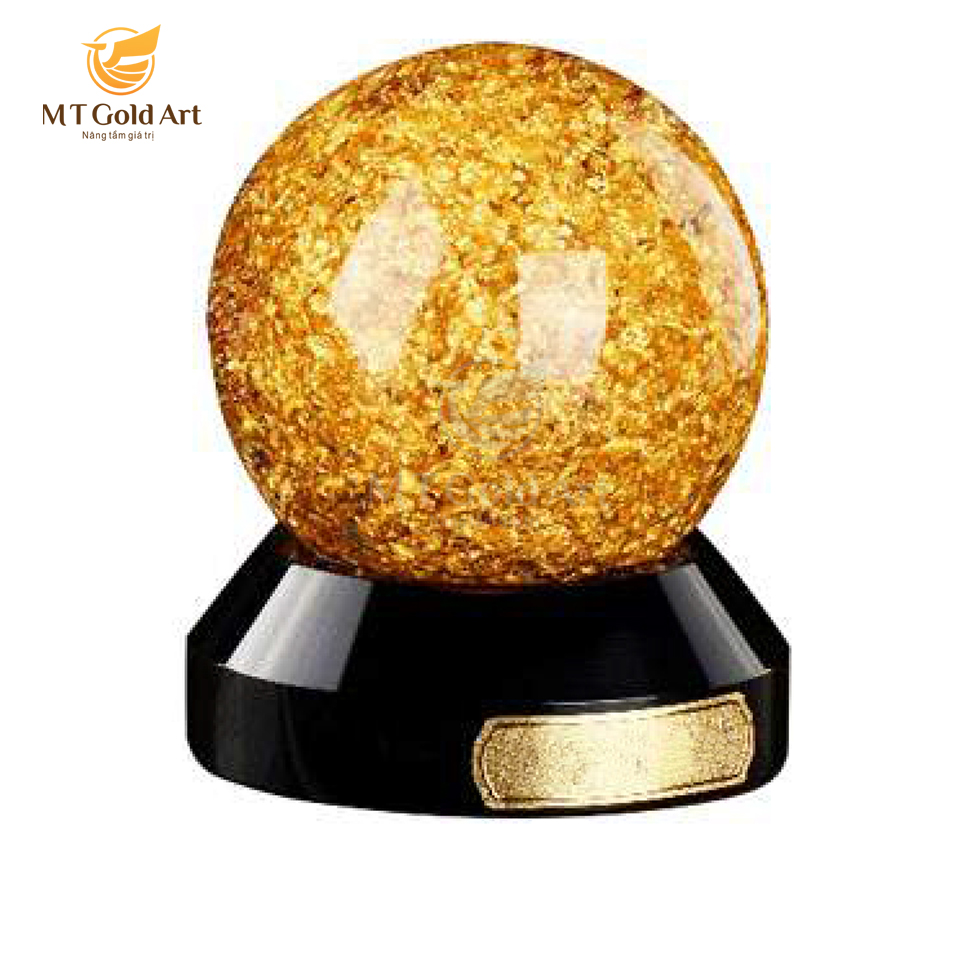 Quả Cầu Phong Thủy Pha Lê Đúc Vàng Lá 24K