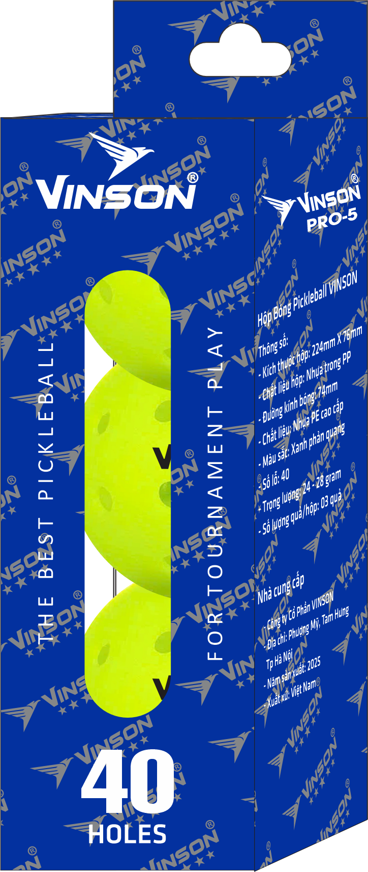Bóng Pickleball nguyên khối VINSON PRO 5