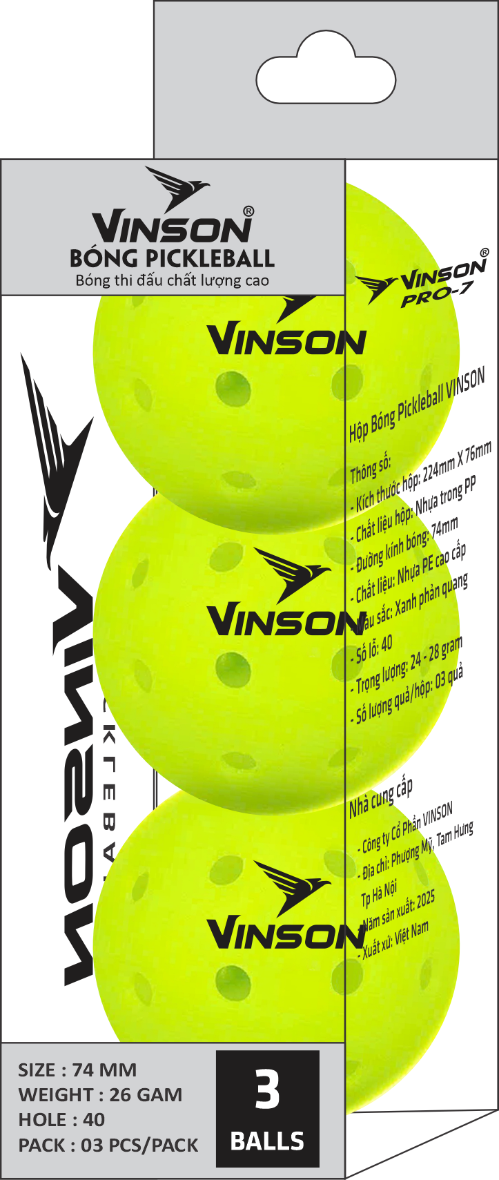 Bóng Pickleball nguyên khối VINSON PRO 7