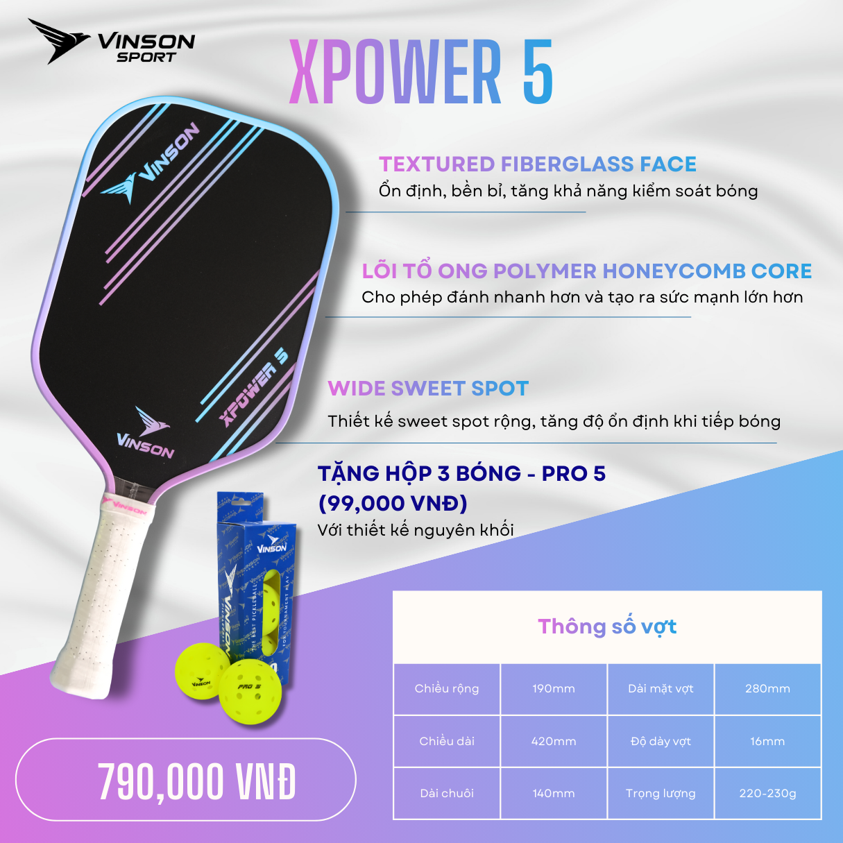 Vợt Pickleball VINSON XPOWER 5