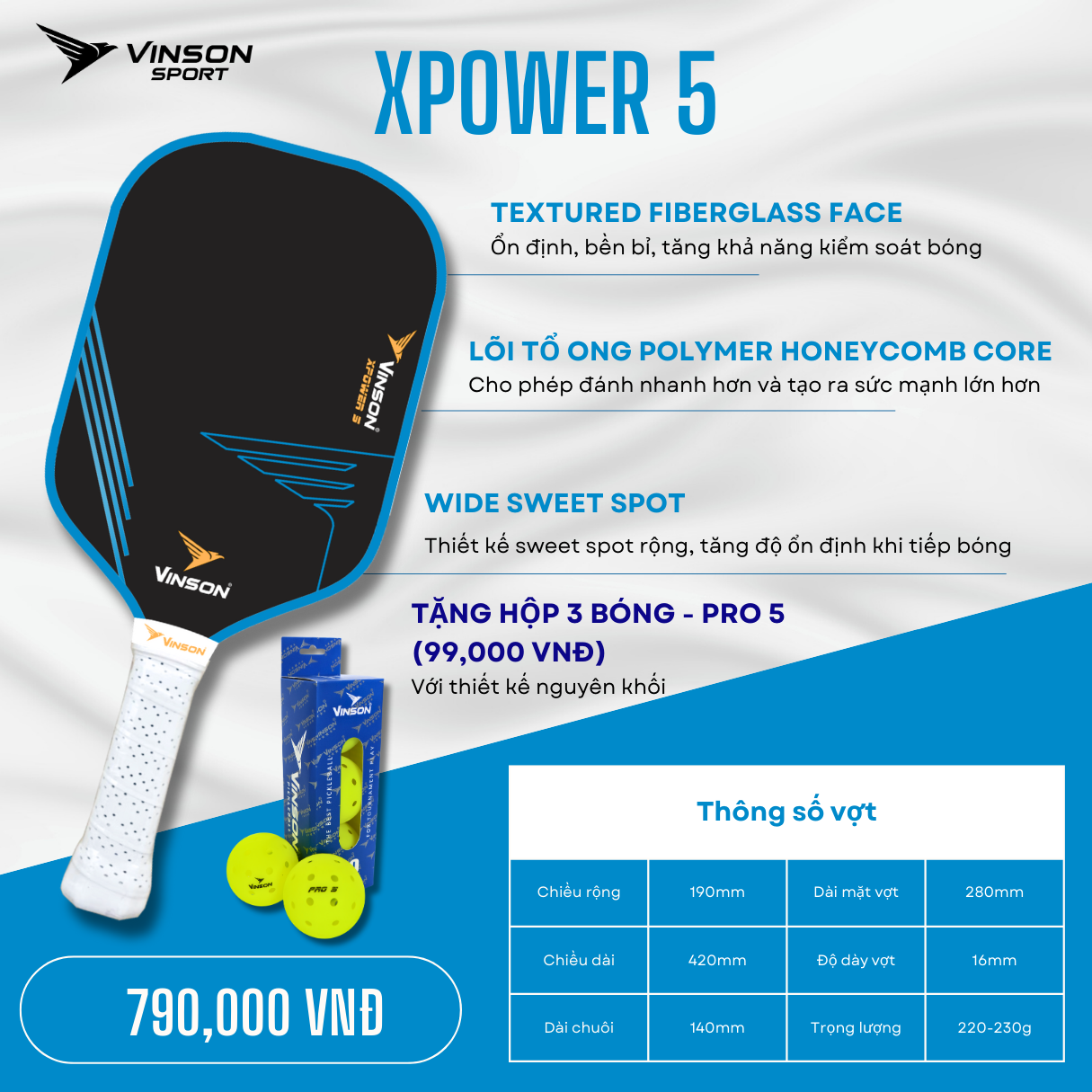 Vợt Pickleball VINSON XPOWER 5