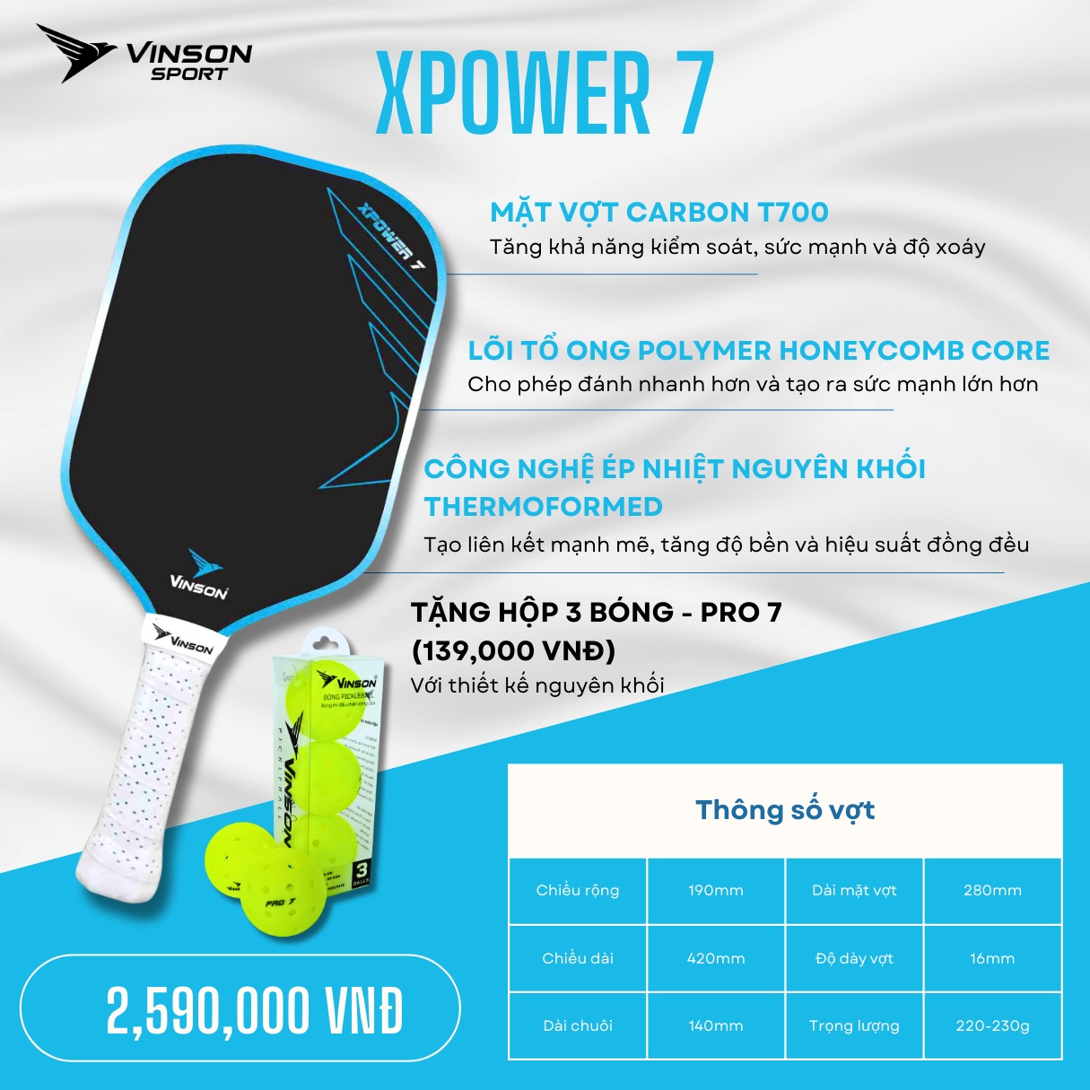 Vợt Pickleball VINSON XPOWER 7