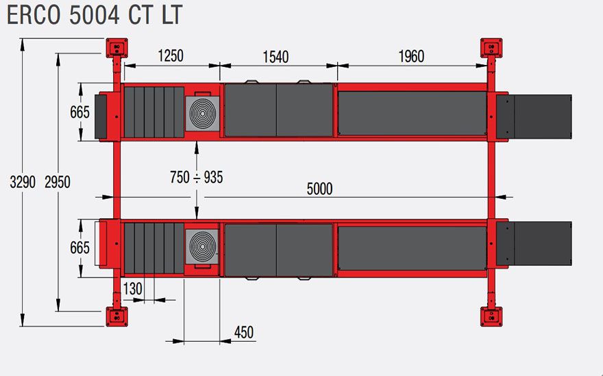 Cầu nâng 4 cho kiểm tra góc lái ERCO 5004CT LT, cau nang bon tru cho kiem tr goc lai  ERCO 5004CT LT