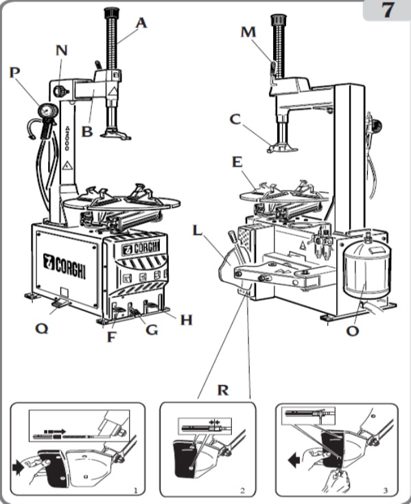 Hình ảnh minh họa nhưng chi tiết chính máy ra vào lốp Corghi A2000