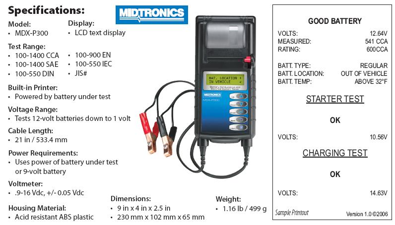 Thiết bị kiểm tra tình trạng kỹ thuật của ắc qui MDX-P300 công nghệ cao của Mỹ