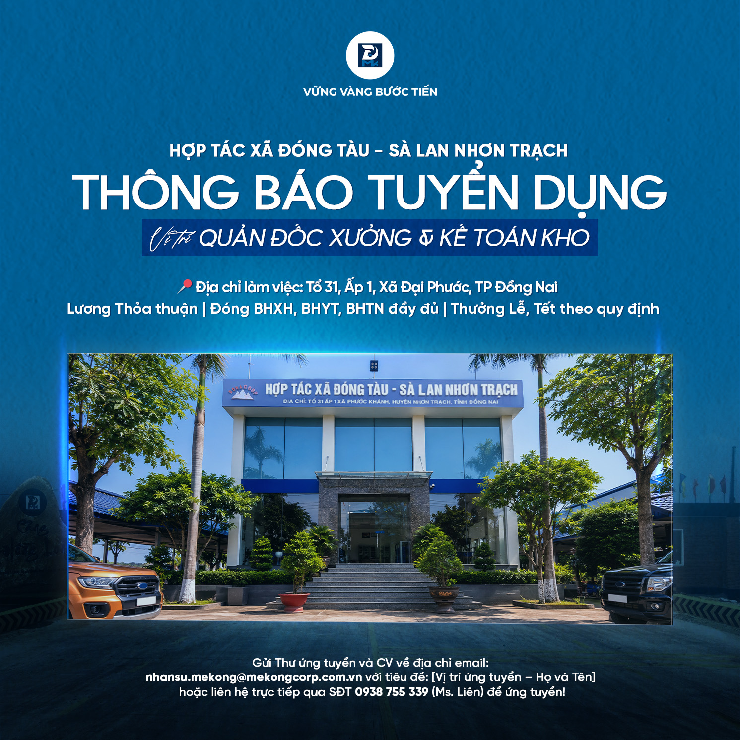 HTX ĐÓNG TÀU SÀ LAN NHƠN TRẠCH TUYỂN DỤNG QUẢN ĐỐC XƯỞNG VÀ KẾ TOÁN KHO