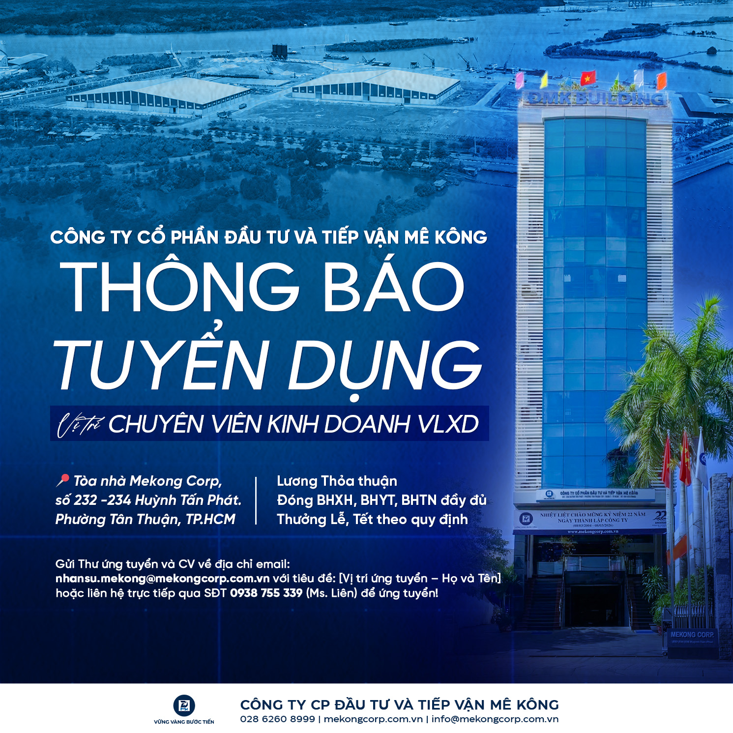 [T7/2026] VĂN PHÒNG MÊ KÔNG TUYỂN GẤP CHUYÊN VIÊN KINH DOANH VLXD
