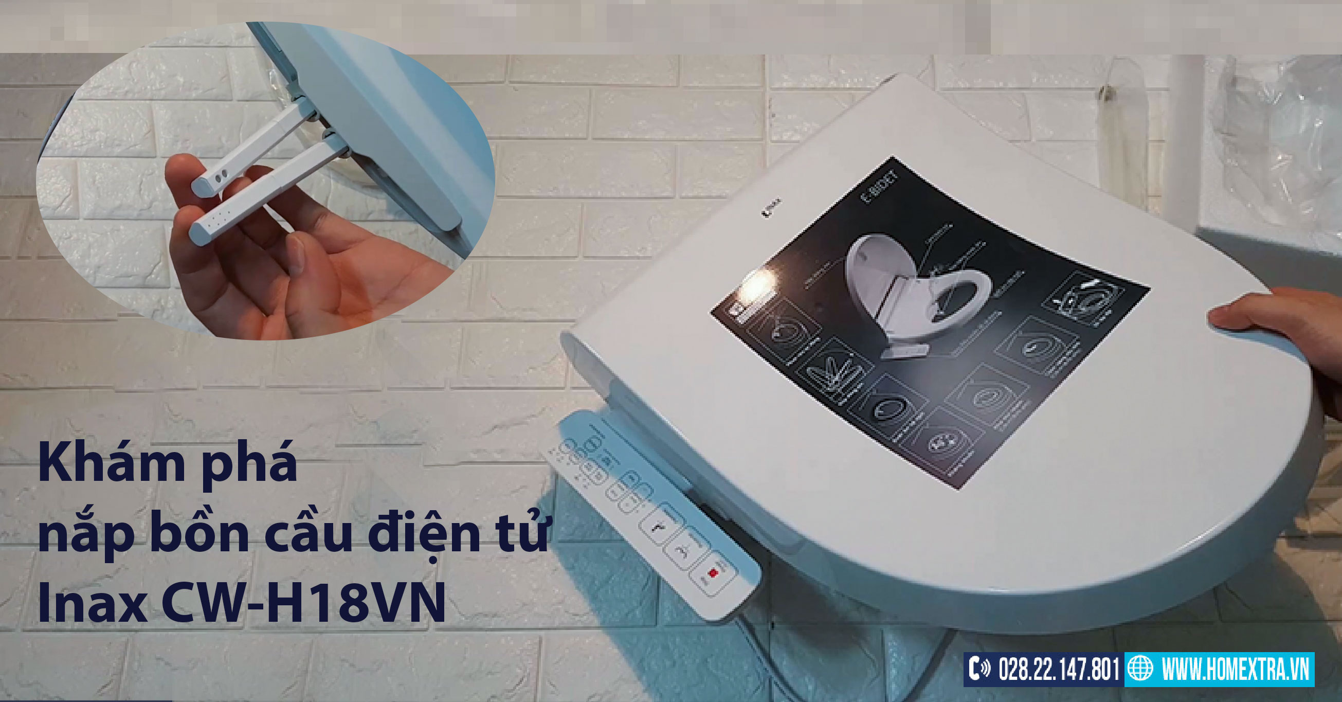 Trên tay nắp bồn cầu điện tử Inax CW-H18VN