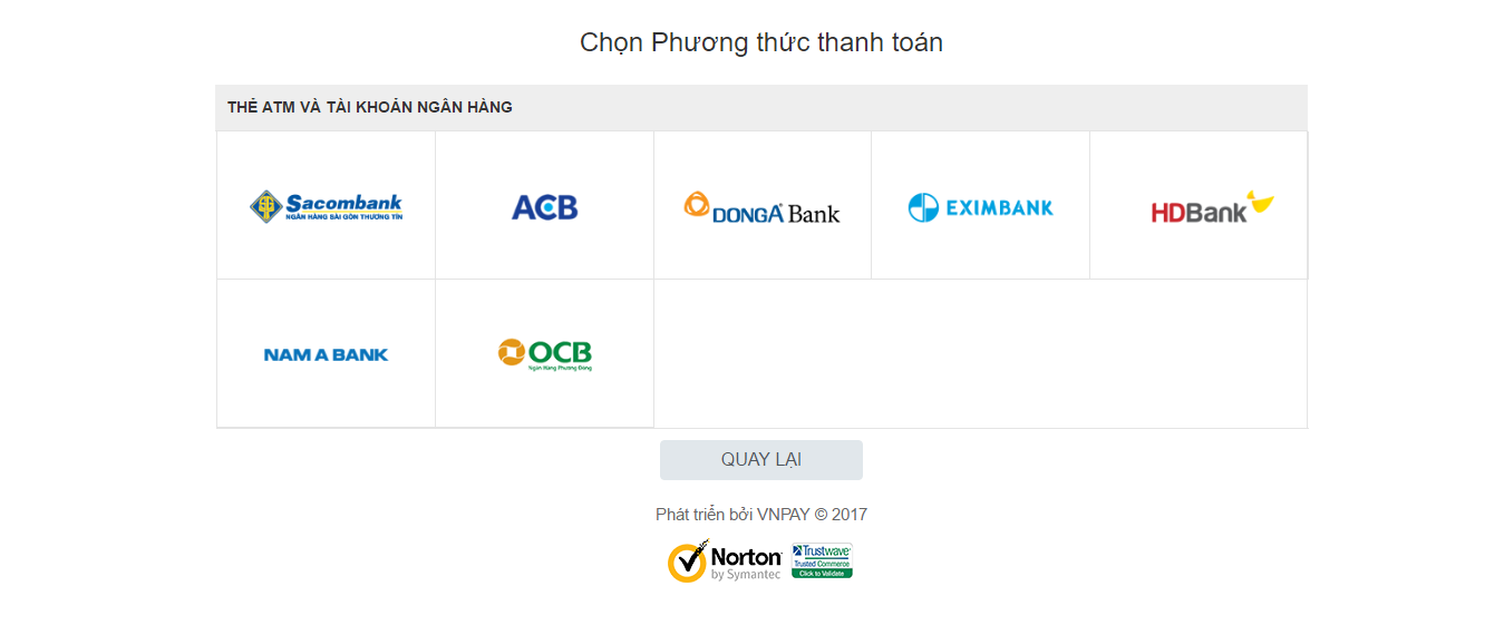 chọn ngân hàng thanh toán - homextra