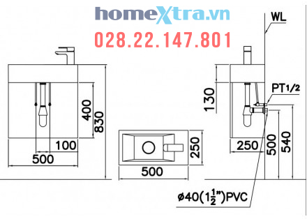 Tủ lavabo CAESAR LF5239S+EH250V