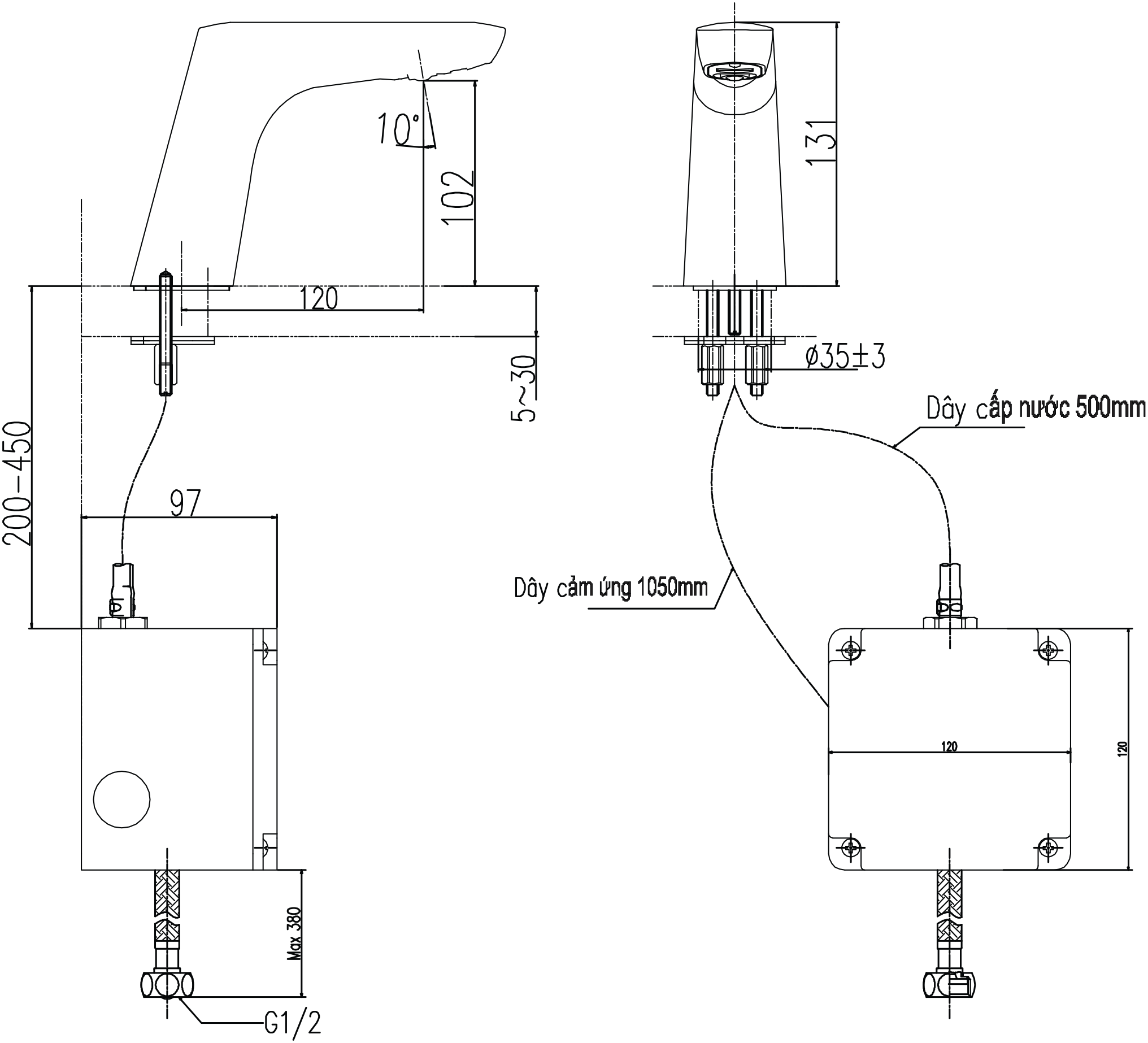 Vòi lavabo cảm ứng Inax AMV-50B-homextra