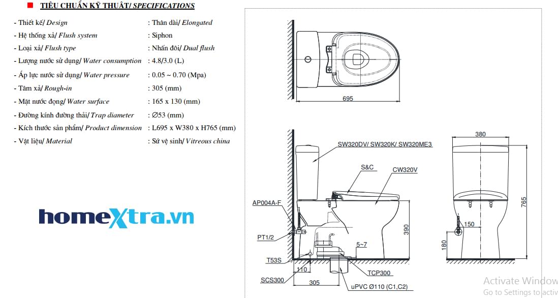 Bồn cầu 2 khối TOTO CS325DRT3-homextra.vn