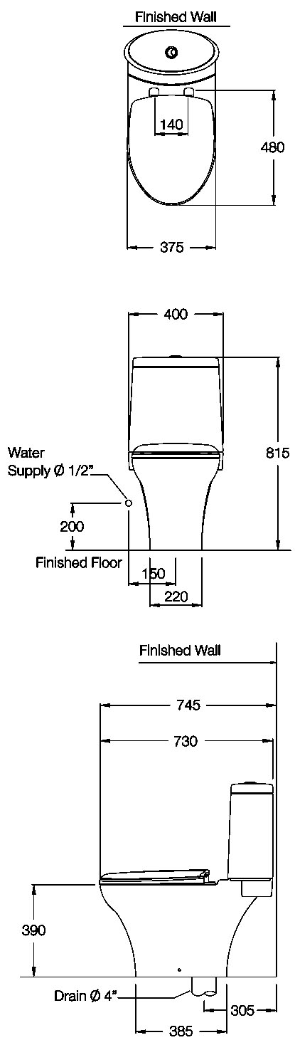 Bồn cầu 02 khối COTTO C12027-Serena
